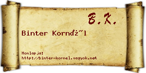 Binter Kornél névjegykártya